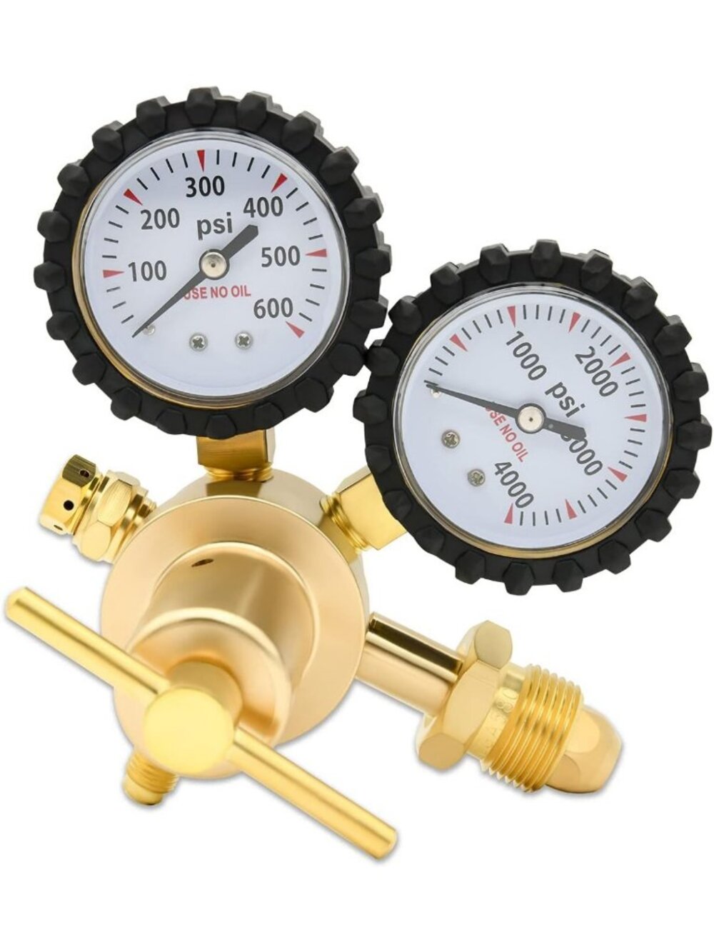 Heavy-Duty Nitrogen Regulator 0-600 PSI, CGA580 Inlet, 1/4" Male Flare Outlet